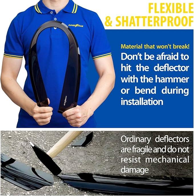 Goodyear Shatterproof in-Channel Window Deflectors for Chevrolet (Chevy) Trailblazer 2021-2026, Rain Guards, Window Visors for Cars, Vent Deflector, Car Accessories, 4 pcs - GY007914