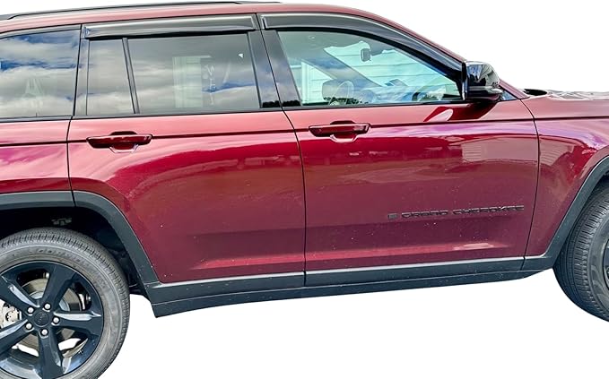 2022-2026 Tape-On Rain Guards for Jeep Grand Cherokee Side Window Visor Deflectors Laredo Altitude Limited Trailhawk Overland Summit Reserve Durable Tinted Shades 2023 2024 2025