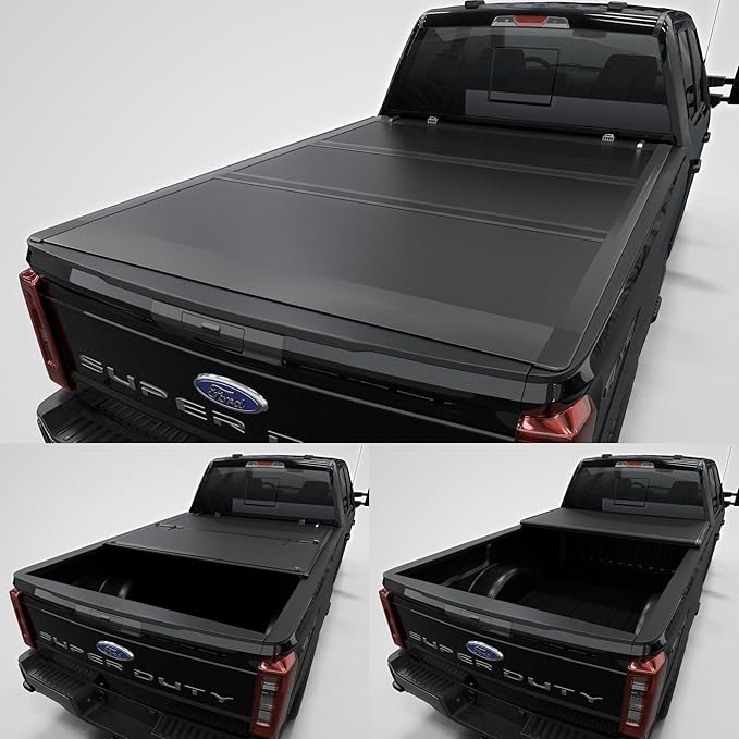 Low Profile Tri-Fold Truck Bed Tonneau Cover Fits 2017-2025 Ford F-250 F-350 Super Duty | 6.75FT (82") Bed | CFLPX043
