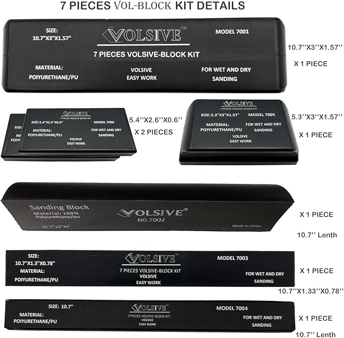 PSA Sanding Block Kit of 7,Hand Abrasives Auto Body Sanding Block Set with 20pcs Self Adhesive Sandpaper Sheet,Flexible for Automotive Paint and Woodworking Sand Furniture