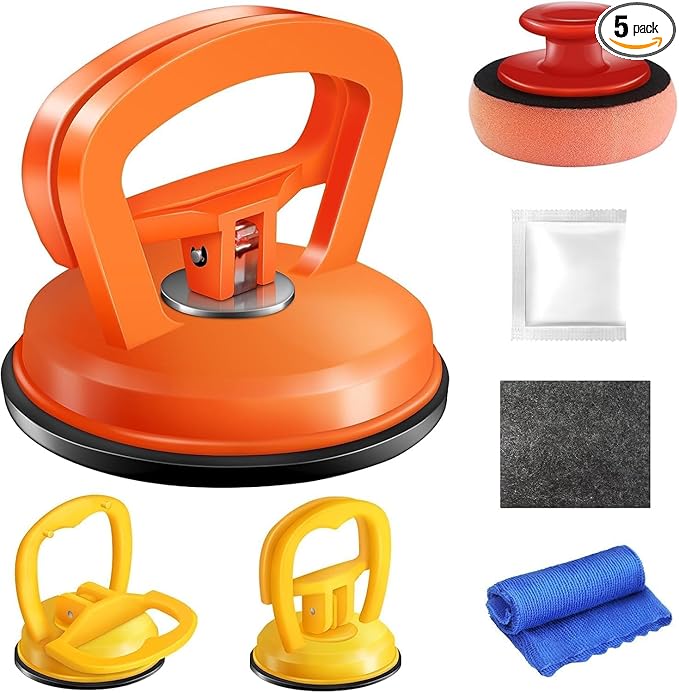Dent Puller,Car Dent Puller 3 Pack Dent Remover Tool Dent Removal Kit for Car Suction Cup Dent Puller and Dent Repair Kit for Car Body,Screen,Tiles Lifting,Objects Moving(Orange+Yellow+Black)