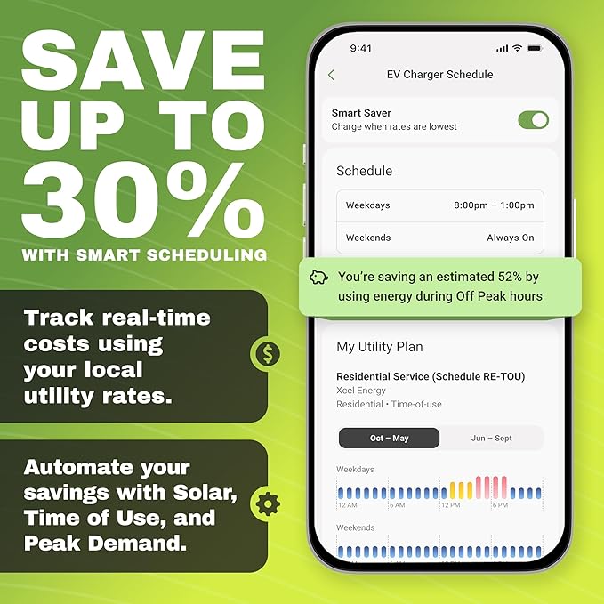 EMPORIA Level 2 EV Charger - NEMA 14-50 EVSE w/ J1772 Charger - 48 amp EV Level 2, 240v WiFi Enabled Electric Vehicle Charging Station, 25ft Electric Cable, Black