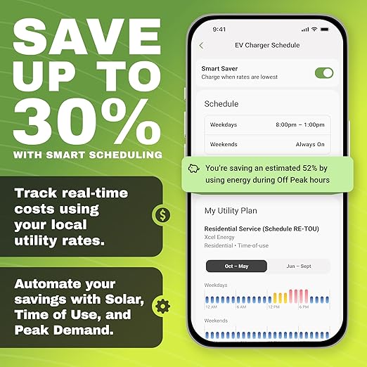 EMPORIA Level 2 EV Charger - NEMA 14-50 EVSE w/ J1772 Connector - 48 amp EV Charger Level 2, 240v WiFi Enabled Electric Vehicle Charging Station, 25ft Cable, White