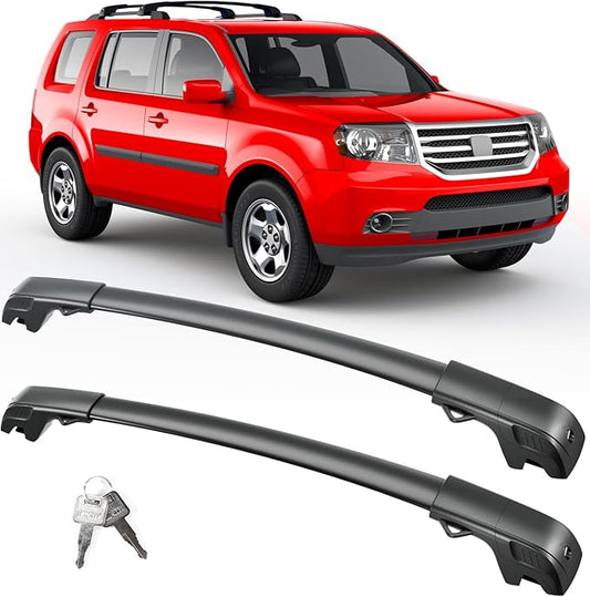 FengYu 300lb Lockable Roof Rack Cross Bars Compatible with Honda Pilot 2009-2015 (with Raised Rails), Heavy Duty Aluminum Roof Rails Crossbars Cargo Bars Canoe Rooftop Black Carrier Luggage
