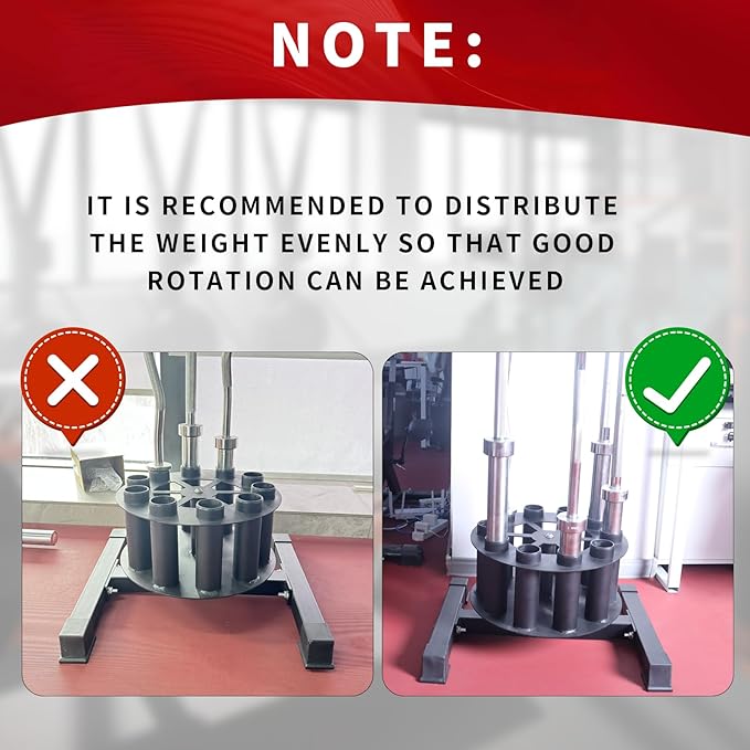 Barbell Holder Vertical Rotatable Barbell Rack Stand Holds 10 Bars Home Gym Barbell Storage Fit 2-Inch Olympic Bars, Curl Bars, Triceps Bars (huaban)