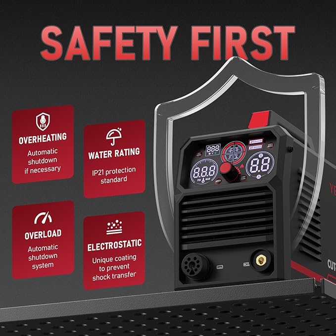 YESWELDER Multifunctional Plasma Cutter, 60Amp 110V/220V Non-High Frequency Non-Touch Pilot Arc 4-In-1 Plate Cutting/Grid Cutting/Gouging/Marking Plasma Cutting Machine