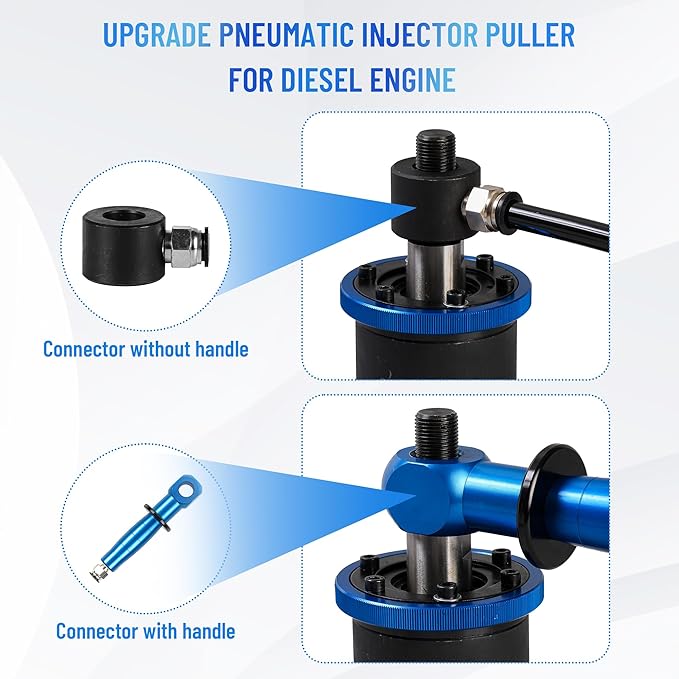 27PC Upgrade Pneumatic Injector Puller For Diesel Engine, Labor-Saving Injectors Removal Tool Kit ,18 Adapters, 3 Hooks,High Impact Extractor Hammer Puller Air Vibration Injector Extractor with Handle