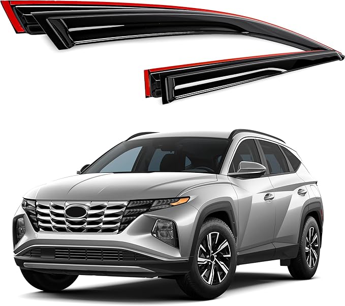 AUXKO Rain Guards for Hyundai Tucson 2026-2022 SE SEL N-Line Limited, Window Vent Visor Accessories - Shatterproof Sun Smoke Visors for Car Window, Tape-On Side Window Wind Deflectors & Visors Black