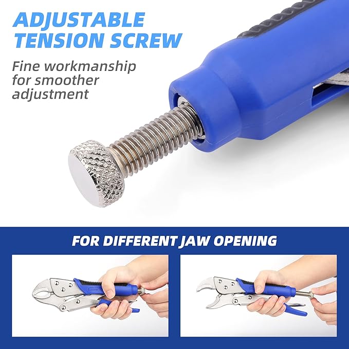 10-Inch Locking Pliers, Premium Alloy Steel Construction, Curved Jaw Locking Pliers with Wire Cutter, Quick Release, Fit for Clamping Twisting Welding