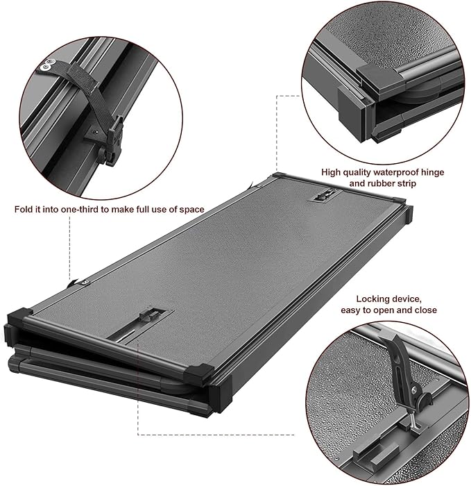 Kikito Professional FRP Hard Tri-Fold Truck Bed Tonneau Cover for 2004-2014 F150 2006-2008 Mark LT 6.5ft 78.8IN Bed