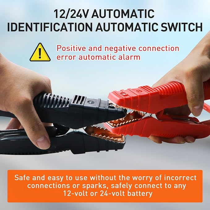 YULU CAT-797 Ultra-Powerful Jump Starter - 30000A 12V/24V Battery Booster Pack with Commercial Jumper Cables Outdoor Lighting DC/USB Power for Diesel Engines up to 50-Liters Home Backup, Emergency