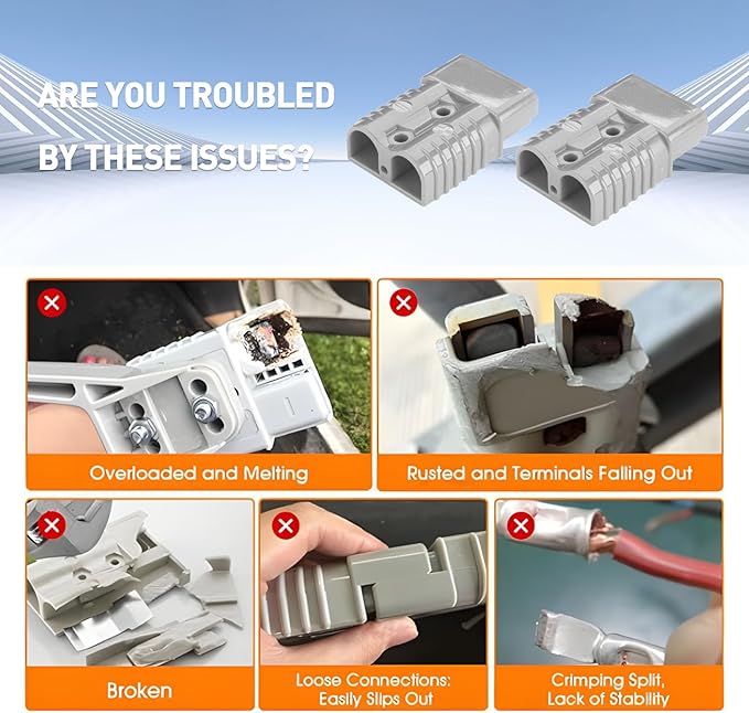 175A Connector Quick Connect Disconnect Genderless Battery Plug Connector 1/0AWG for 2 Pack Red Suitable for Car Trailer Motor Winch Forklift