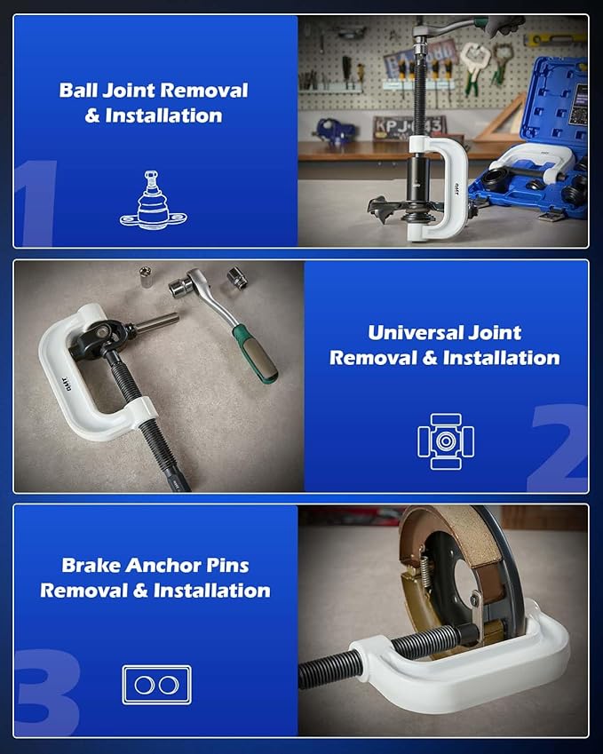 Orion Motor Tech Ball Joint Press Kit, Heavy Duty Ball Joint Tool with 4x4 Adapters, Ball Joint Removal Tool Kit for Most 2WD and 4WD Cars and Light Trucks