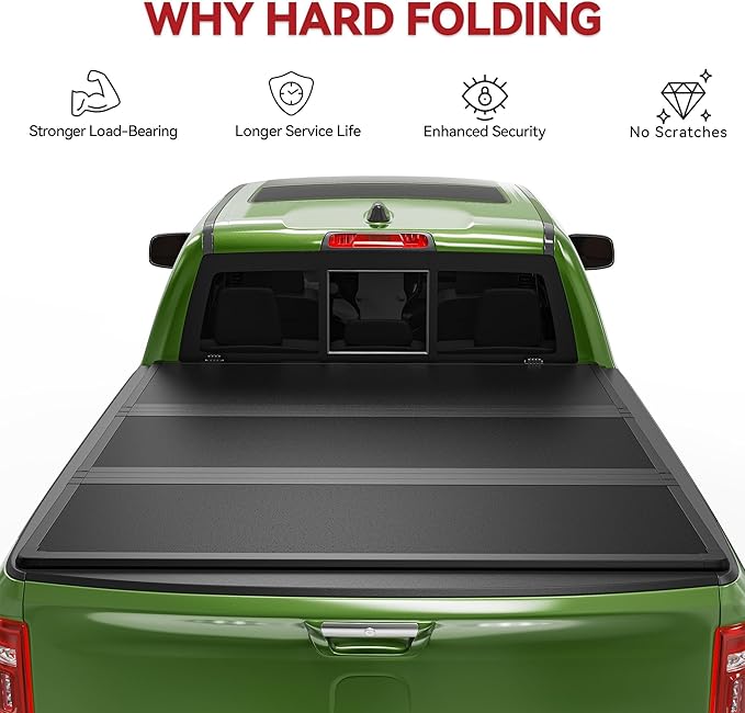 YITAMOTOR FRP Hard Tri-Fold Truck Bed Tonneau Cover Compatible with 2015-2025 Chevy Colorado/GMC Canyon 5.2 ft Bed