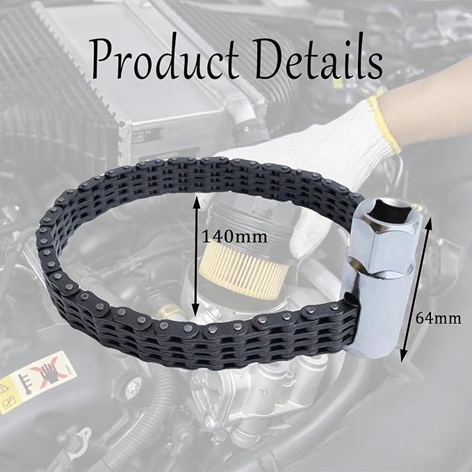 Automotive Oil Filter Chain Wrench Adjustable Oil Fuel Filter Chain Wrench Double Chain Sleeve Type Oil Filter Wrench Pipe Fittings Tools Spanner
