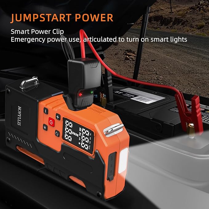 Jump Starter with Air Compressor 4000A Portable Battery Pack 10000mAh Power Bank Emergency SOS LED Light 22-Cylinder 150PSI Cordless AutoShutoff Tire Inflator Window Breaker