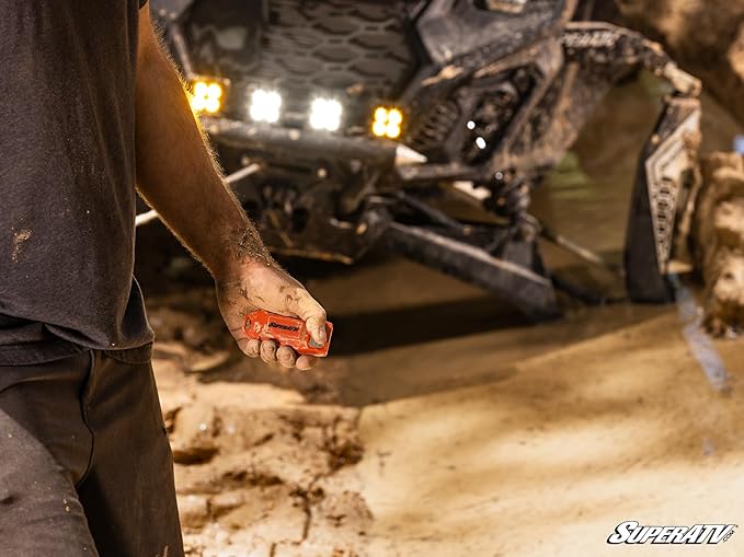 SuperATV Black Ops 6000 lb Winch with Winch Mounting Plate for 2011-2014 Polaris RZR XP 900/2012-2014 RZR XP 4 900 | Complete Polaris RZR Winch Kit Ready or Install