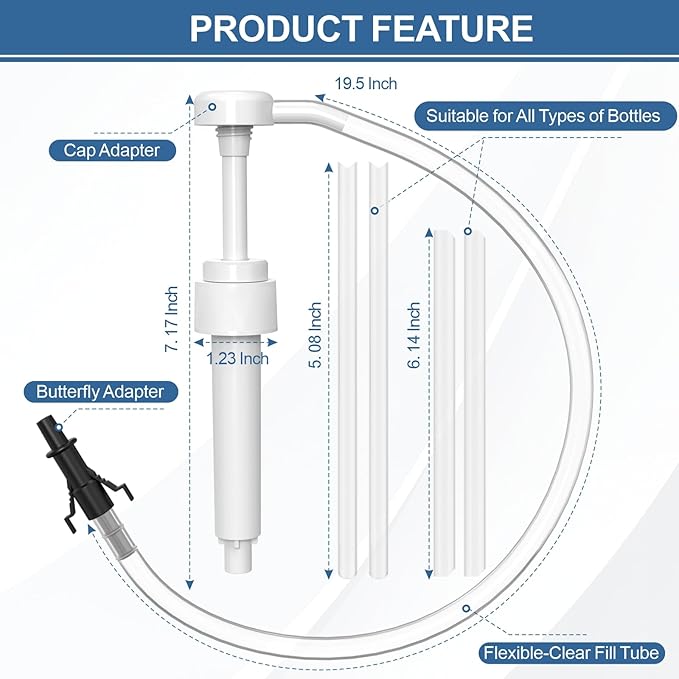 2 Pack Fluid Pump, Fluid Pump for Standard Quart Bottles，10cc Per Pump Stroke, Transmission Fluid Pump with 3rd Hand Adapter, Transfer Gear Oil Transmission and Differential Fluid Pump