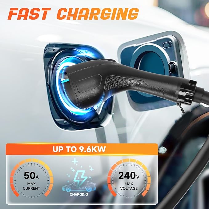 EV Charger Extension Cable, 50Amp 40FT J1772 Extension Cord Compatible with 120V-240V SAE J1772 EV Chargers, Level 1/Level 2 IP66 Heavy Duty Charging Cable for EVs/PHEVs with Carrying Bag