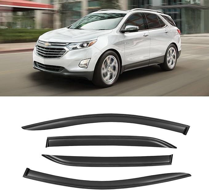 Window Rain Guards for 2018-2024 Chevrolet (Chevy) Equinox, Window Visor Guard Vent Wind Shade Deflector Rain Shield Protector Sun Visor for 18-24 Equinox,Tape-on/Outside-Mount, 4 Pieces
