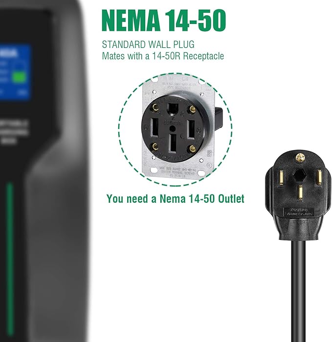 40Amp EV Charger Level 2,25ft NEMA 14-50 9.6KW Portable Electric Vehicle Charging Station for Electric and Hybrid Vehicles