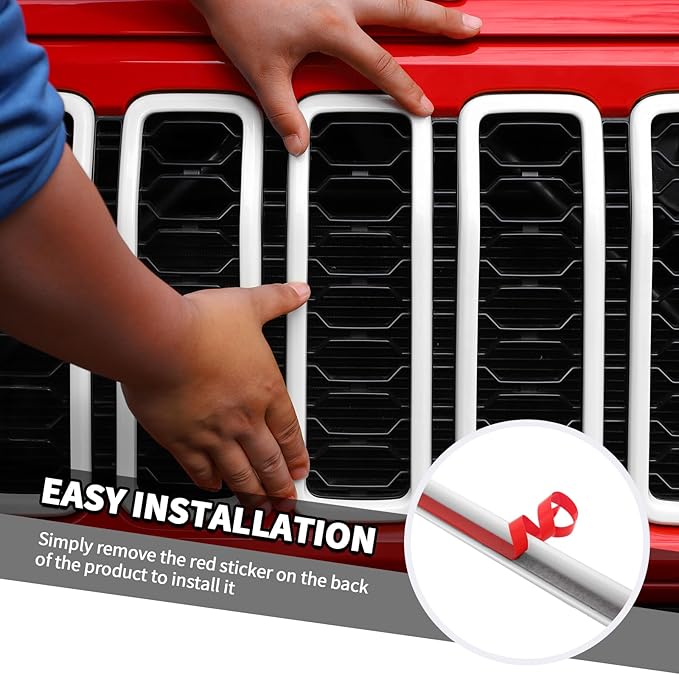 Jimen for 2024 Jeep Wrangler 4xe grill inserts, 9PCS Headlight Cover & Grille Insert Compatible with Jeep Wrangler JL JLU 2024+, NOT FIT JL Sport/Sport S (White)