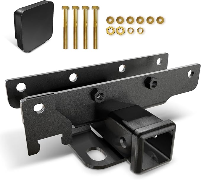 Tow Hitch 2 Inch, for Jeep Wrangler Tow Hitch Trailer Kit Compatible with 2018 2019 2020 2021 2022 2023 2024 JL JLU Hitch Receiver with Cover, 2 Inch Rear Bumper Towing Combo (2 Door & 4 Doors)