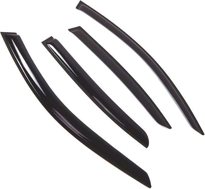 Tuningpros WD2-672B Dark Smoke 4 Pcs Set Window Visor (Outside Mount) Deflector Rain Guard Compatible with 2017-2018 BMW 320i 325i 328i