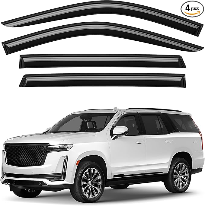 Window Deflectors Smoke Tinted Tape-On Side Window Vent Visor Deflectors Rain Guards Compatible with Escalade 2021-2026 - 4pcs. GW0277
