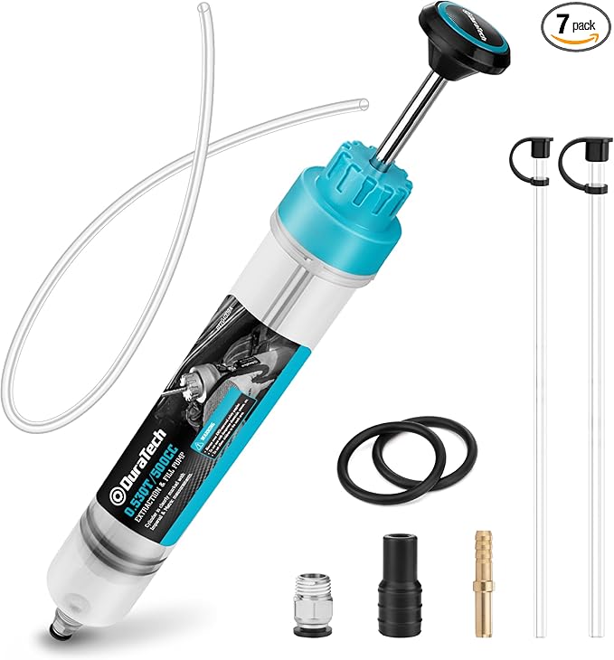 DURATECH 500CC Fluid Extractor, Oil Extractor with Long Hose and Extension Tubes, Brake Fluid Extractor, Fluid Pump Automotive, Suction Pump for Lawn Mowers Cars Ships Golf Carts