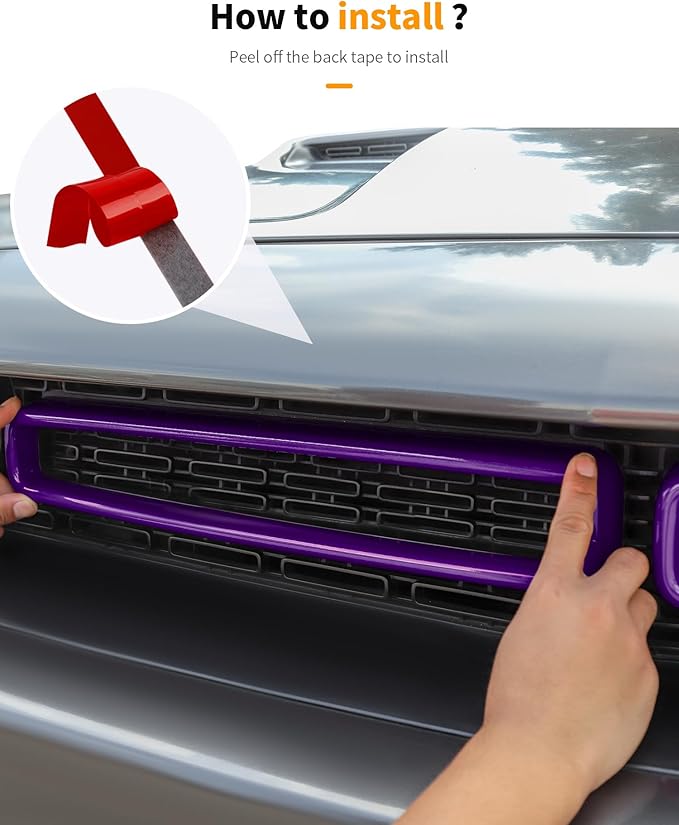 Hoolcar Front Grille Radiator Grille Insert Cover Grillwork Trim Compatible with Dodge Challenger 2015-2025+, Exterior Accessories, Purple, 2pcs