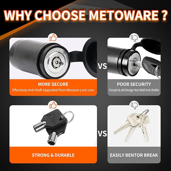 METOWARE Trailer Tongue Coupler Lock 1/4" Dia, 3-1/2" Span, Trailer Hitch Lock for Latch-Type Coupler, Black Trailer Pin Lock for Towing Trailer RV Car Boat Truck (1 Pack)