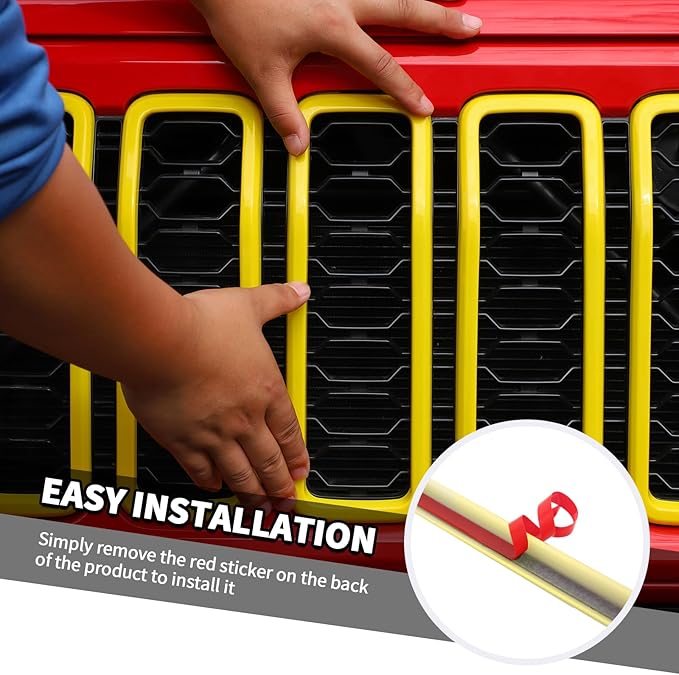 Jimen for 2024 Jeep Wrangler 4xe grill inserts, 9PCS Headlight Cover & Grille Insert Compatible with Jeep Wrangler JL JLU 2024+, NOT FIT JL Sport/Sport S (Yellow)