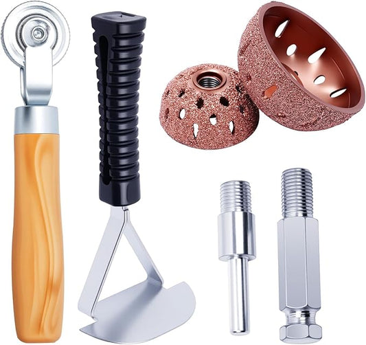 Tire Repair Patch Tools,42 mm 55 mm Tire Tungsten Steel Buffing Wheels Tire Patch Roller Scraping Cutter Kit for Car Tire Grinding Polishing