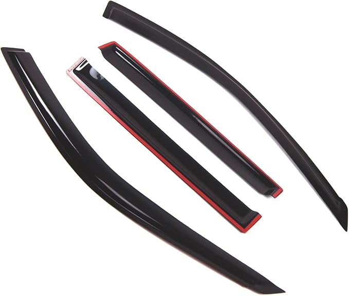 Tuningpros WD2-428 Dark Smoke 4 Pcs Set Window Visor (Outside Mount) Deflector Rain Guard Compatible with 2001-2007 Toyota Highlander