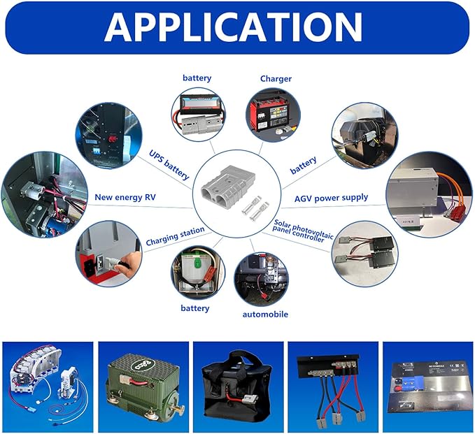 Connector, Quick Connect/Disconnect Battery Plug Connector Interchange Genderless Design Suitable for Car Trailer Winch Hoist Motor Electrical Equipment (Grey 50A 4 Pack 6 AWG)