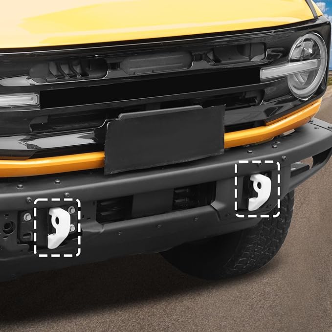 Jimen Fit for Ford Bronco 2021-2024, 2PCS Front Bumper Tow Hook Covers Protector Exterior Accessories (White)
