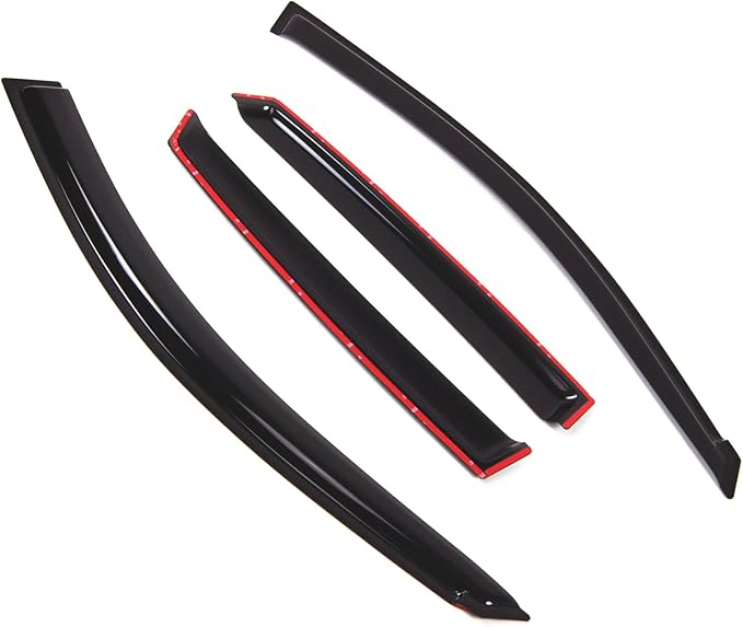 Tuningpros WD2-840 Dark Smoke 4 Pcs Set Window Visor (Outside Mount) Deflector Rain Guard Compatible with 2008-2011 Subaru Impreza Sedan