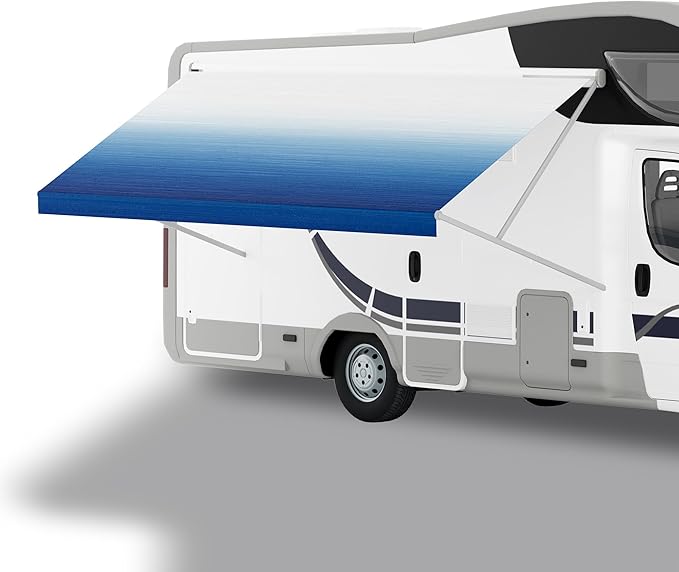 19' RV Awning Fabric Replacement, Heavy Duty 16.2oz Weatherproof Vinyl RV Awning Fabric, Universal Outdoor Canopy for Camper, Trailer and Motorhome,Blue Gradient