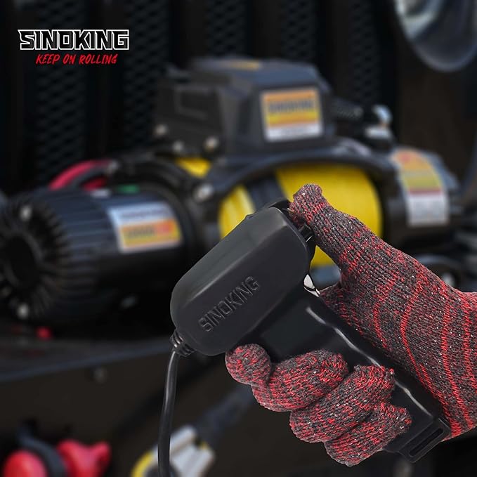 SINOKING 12V Electric Winch 12000 lb. Waterproof Synthetic Rope Offroad Winch with Wireless Remote Control for 4WD Vehicle