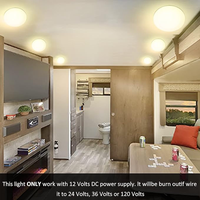 Facon 4.5Inch 12V RV LED Puck Light, 6Packs Aluminum Slim Recessed Mount Light, 3200K Warm White, 12Volts DC Interior Light for RV, Camper, Motorhome, Fifth Wheel, Trailer, Boat