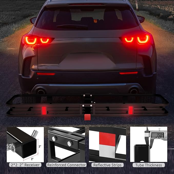 FORWODE 53 x19 Hitch Cargo Carrier, 500 lbs Load Trailer Hitch Basket, Steel Heavy Duty Luggage Basket with Cargo Net for Trucks, SUVs, Vans Travel Camping with 2" Receiver