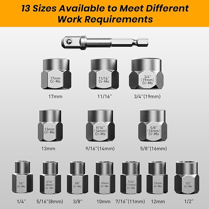 Impact Bolt & Nut Remover Set,14 Pieces Bolt Extractor Tool Set, 3/8" Drive Impact Bolt & Nut Remover Socket Tool Kit, Stripped For Damaged, Frozen, Studs, Rusted, Nuts & Screws, Tools Gifts for Men