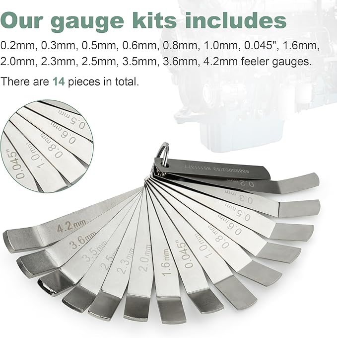 Feeler Gauge Jake Brake Tool Set for Volvo & Mack MP7 MP8 MP10 D12 D13 D16 Engine Intake & Exhaust Valve Adjustment Kit (14pc) Replaces 88880053 88880052 85111377