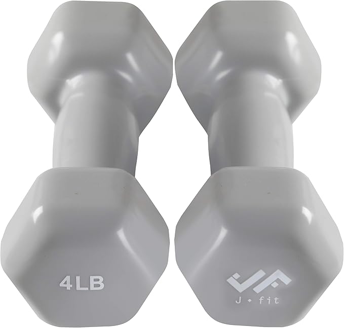 JFIT Dumbbell Pairs or Sets – Neoprene & Vinyl Coated Hand Weights for Home Gym, Strength Training, Aerobics, Cardio Exercise and Fitness