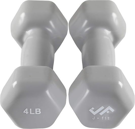 JFIT Dumbbell Pairs or Sets – Neoprene & Vinyl Coated Hand Weights for Home Gym, Strength Training, Aerobics, Cardio Exercise and Fitness
