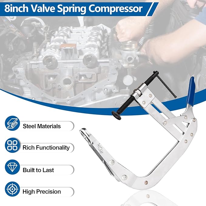 8inch Valve Spring Compressor, Valve Spring Compressor Tools, Valve Compressor Tool, Multi-Function Spring Pulling and Dismantling Tool, Suitable for Most Cars