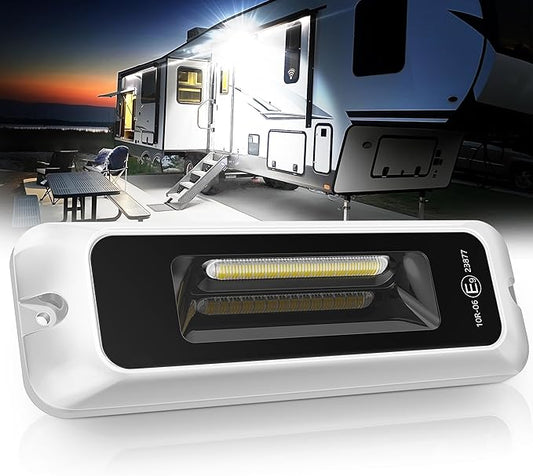 MICTUNING 6 Inch RV Exterior Porch Light, LED Utility Awning White 6000K, Outdoor IP68 Waterproof Aluminum for Garden Camper Trailer Truck SUV MPV Cabinet Hallway Boat Home