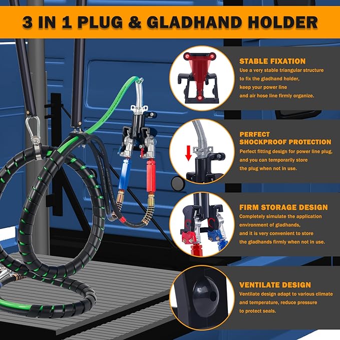13.5 FT Semi Truck Air Lines Kit with 2 Pcs Tender Spring Kit and Glad Hands with Gladhand Holder & Handles 3IN1 Trailer Cord and Air Hoses Kit for Truck Trailer Tractor