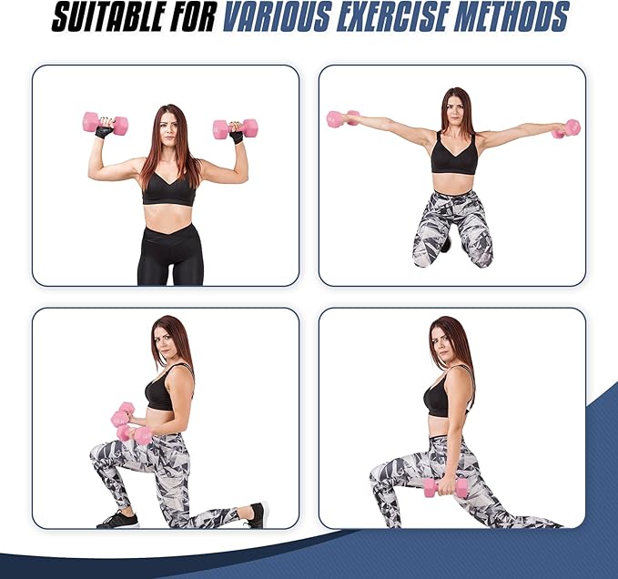 MADOG Dumbbell Set, Anti-Slip Neoprene Coated Hexagon Hand Weights for Home Gym Equipment Workouts Strength Training